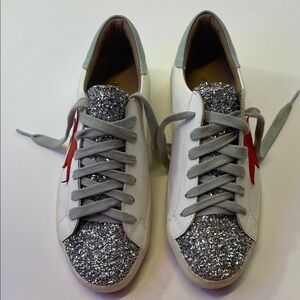 Michele Lopriore Milano Glitter Star White Red Sneakers Women’s Sz 7